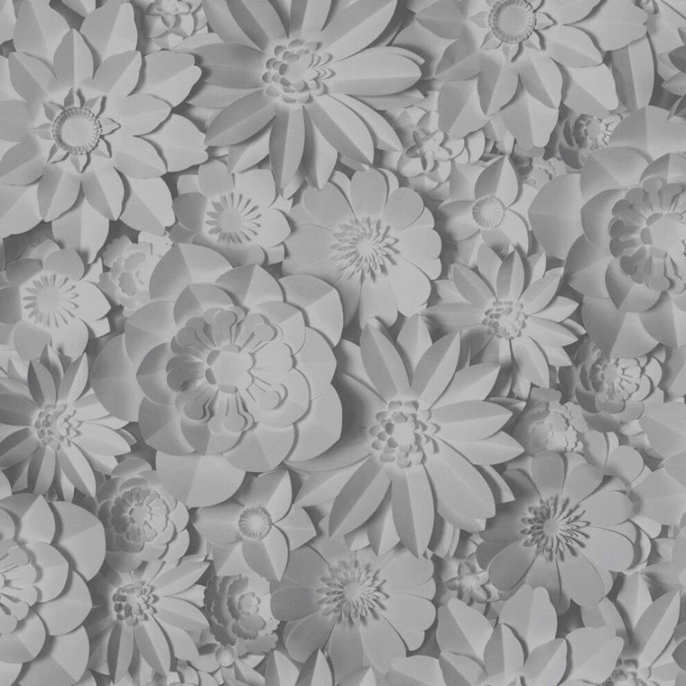 3D Effect Floral Wallpaper Washable Flowers Fine Decor Dimensions Grey