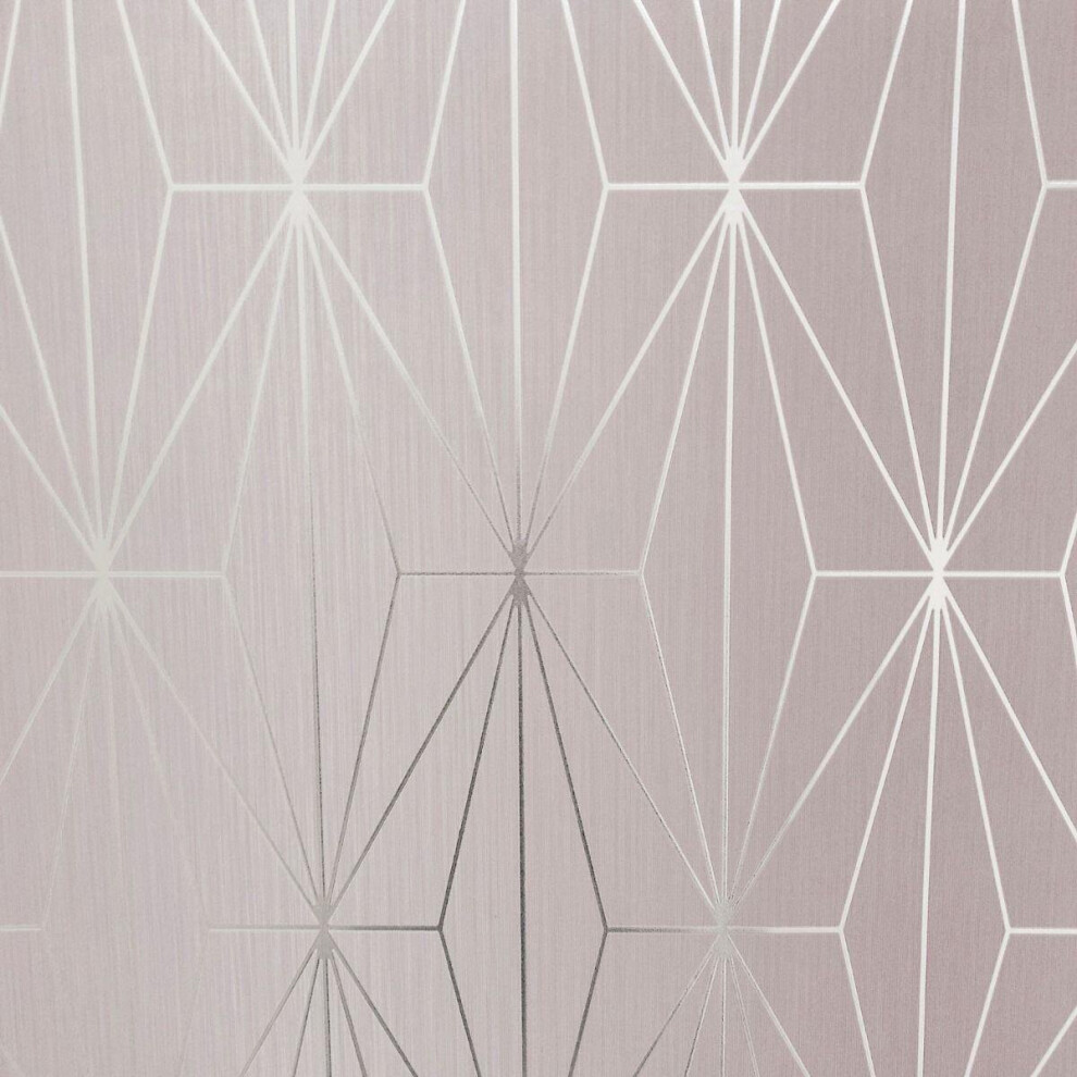 Muriva Kayla Blush Pink Silver Metallic Geometric Wallpaper Triangles Vinyl