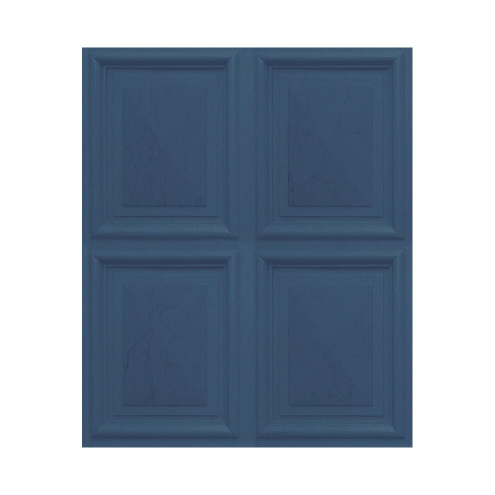 Wood Effect Panel Wallpaper Dark Blue Embossed Luxury Vinyl Paste The Wall