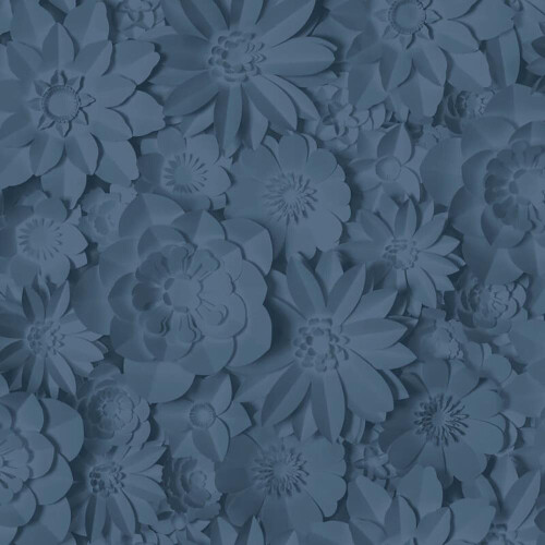 Fine Decor 3D Effect Floral Wallpaper Washable Flowers Fine Decor Dimensions Navy