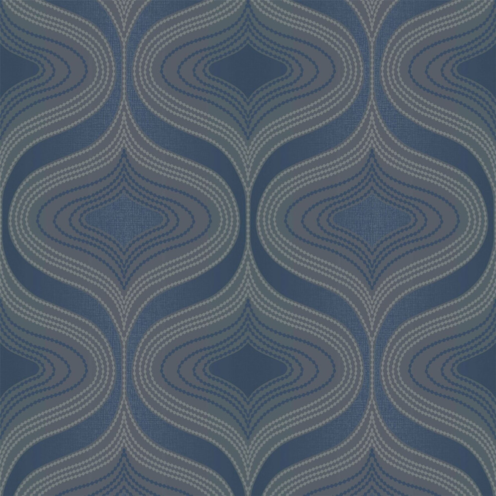 Art Deco Wallpaper Retro Vintage Embossed Glitter Nuevo Navy Grandeco