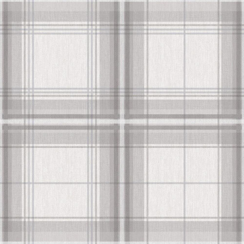 Arthouse Plaid Check Tartan Wallpaper Chequed Woven Linen Effect Grey White Arthouse
