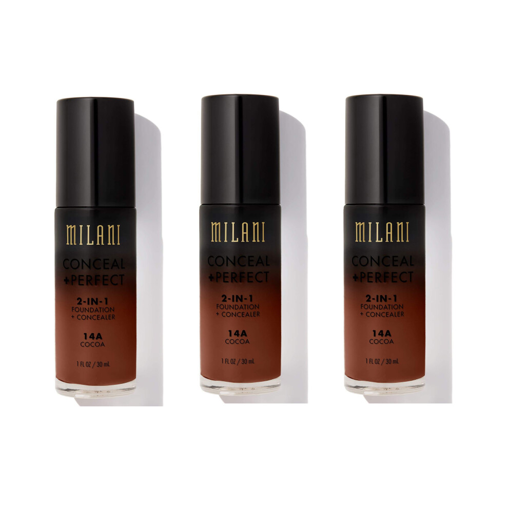 Milani Conceal And Perfect 2 In 1 Foundation + Concealer Cocoa 30ml x3