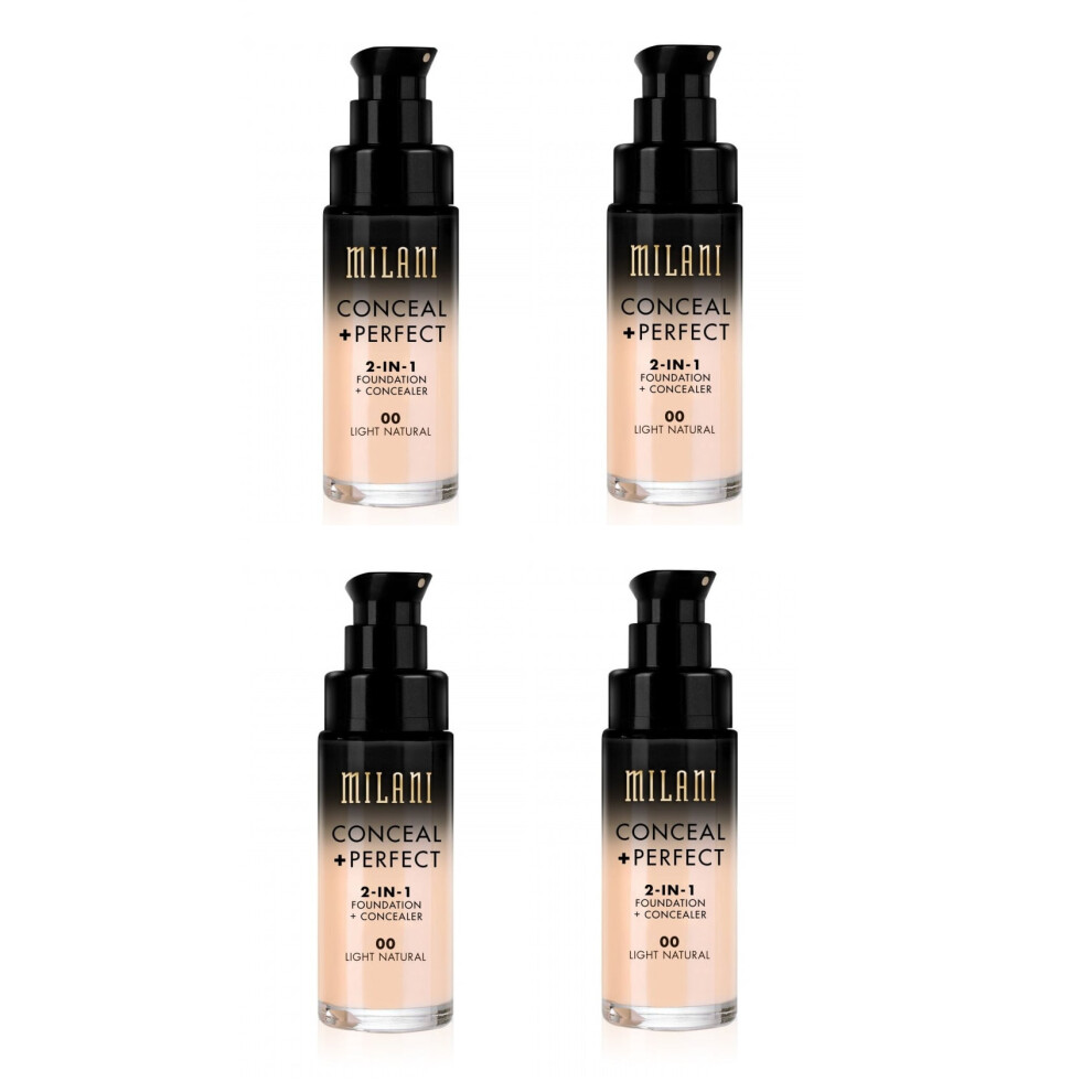 Milani Conceal And Perfect 2 In 1 Foundation + Concealer Light Natural 30ml x4