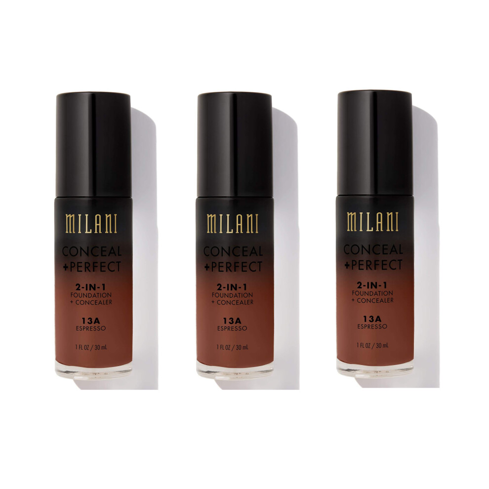 Milani Conceal And Perfect 2 In 1 Foundation + Concealer Espresso 30ml x3