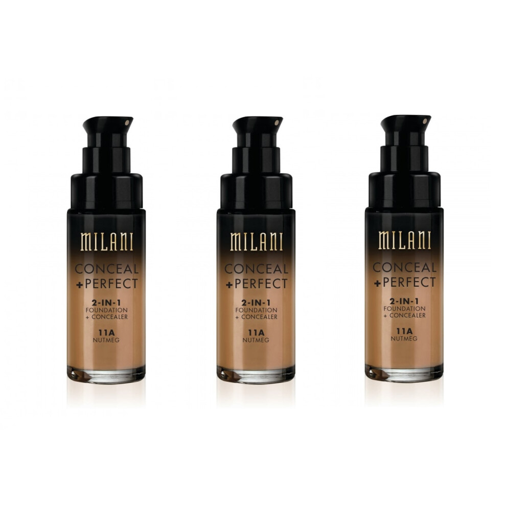 Milani Conceal And Perfect 2 In 1 Foundation + Concealer Nutmeg 30ml x3