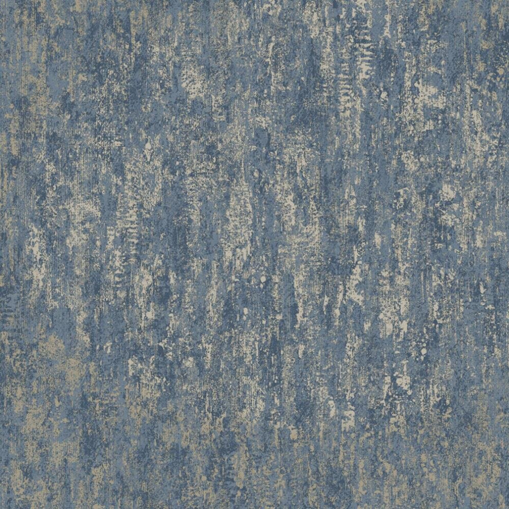 Industrial Textured Metallic Wallpaper Navy Blue Gold Stone Steel Holden Decor