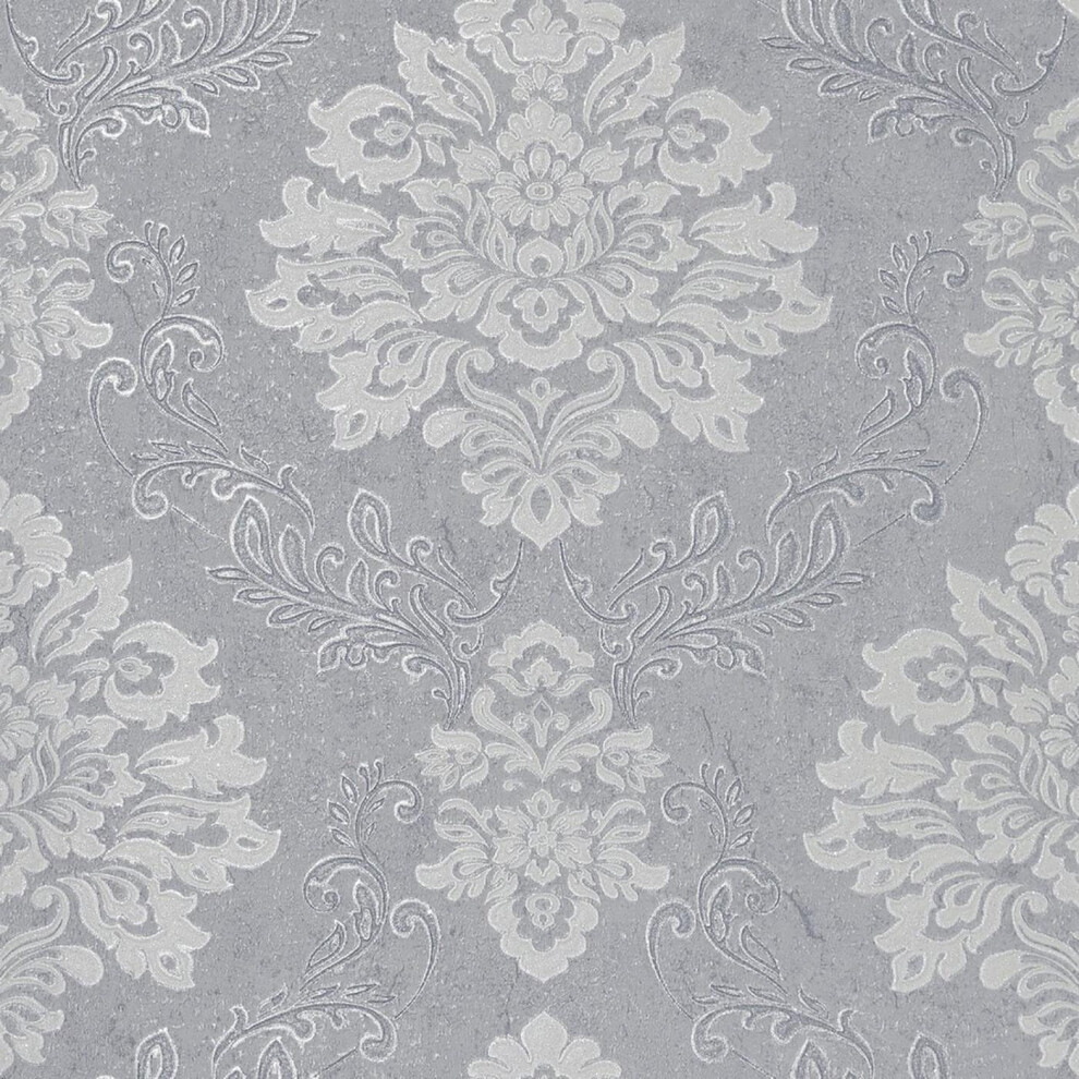 Palazzo Damask Wallpaper Arthouse Silver Grey White Glitter Textured Vinyl