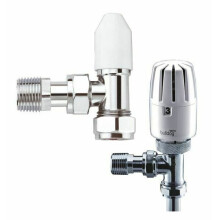 Pegler Bulldog 8/10mm Angled TRV Thermostatic Radiator Valve & Lockshield