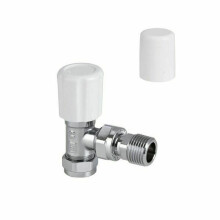 Center 15mm Angled Manual Radiator Valve Wheelhead / Lockshield Pack - Brass, Chrome Plated, Bi-Directional, 256562