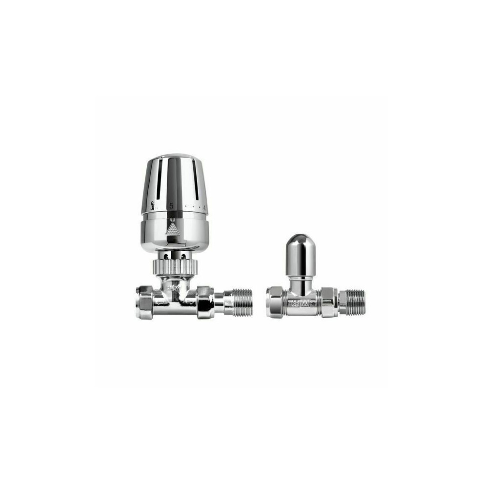 Center 15Mm Straight Trv Thermostatic Radiator Valve & L/Shield Chrome 5051177880112