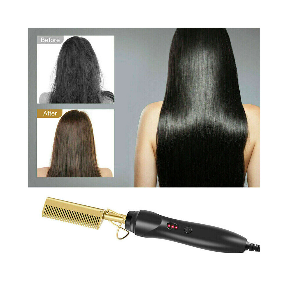 Electric Hair Beard Straightener Comb Brush Heat Irons Curling Flat Curler Tools