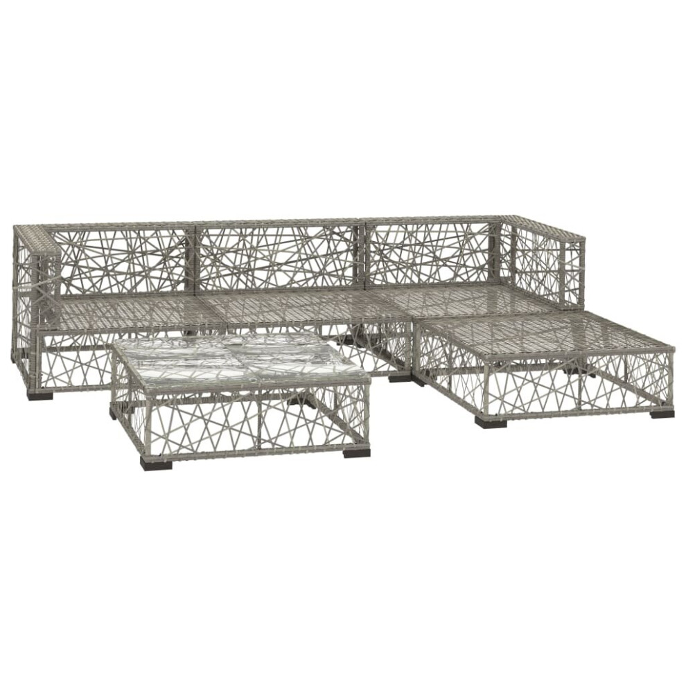 Vidaxl 5 Piece Garden Lounge Set With Cushions Poly Rattan Grey Outdoor Sofa