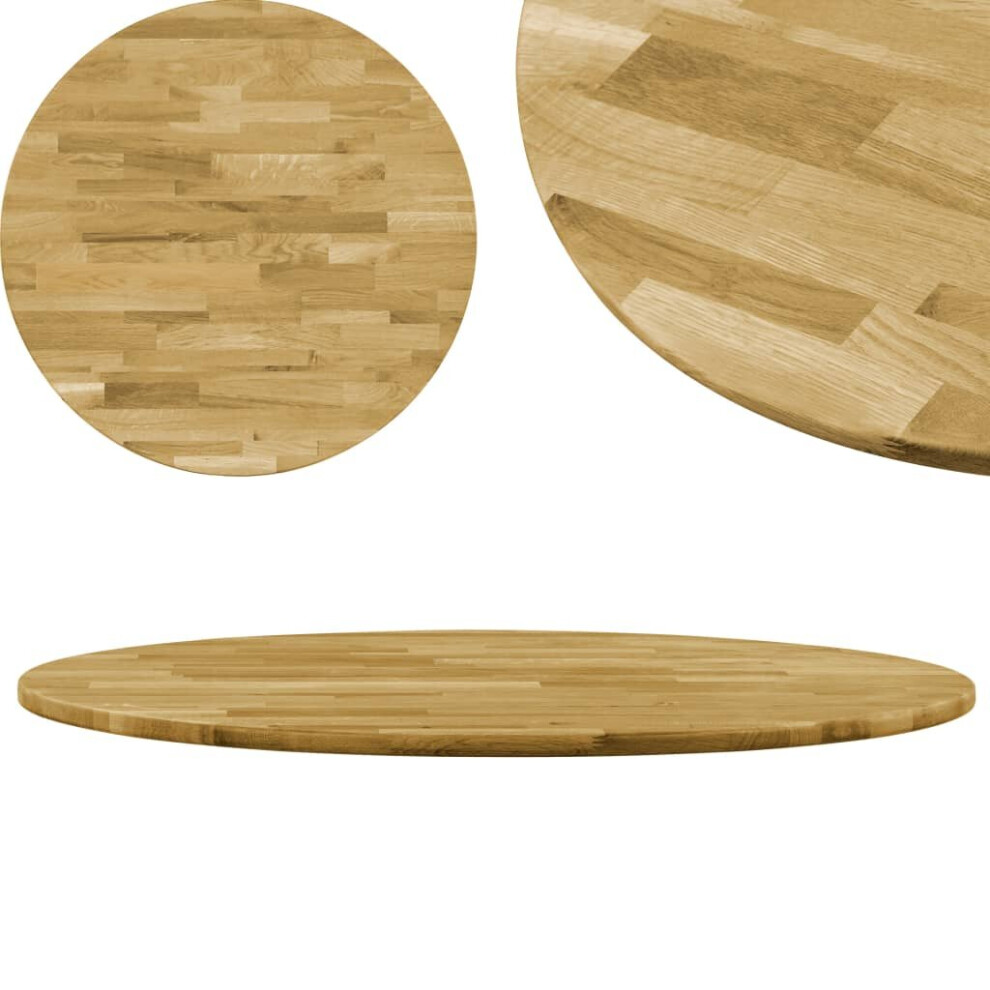 vidaXL Solid Oak Wood Tabletop Round 23mm 700mm Replacement Table Top Indoor