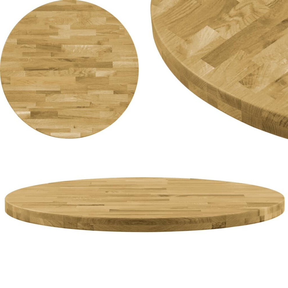 vidaXL Solid Oak Wood Tabletop Round 44mm 400mm Replacement Table Accessory