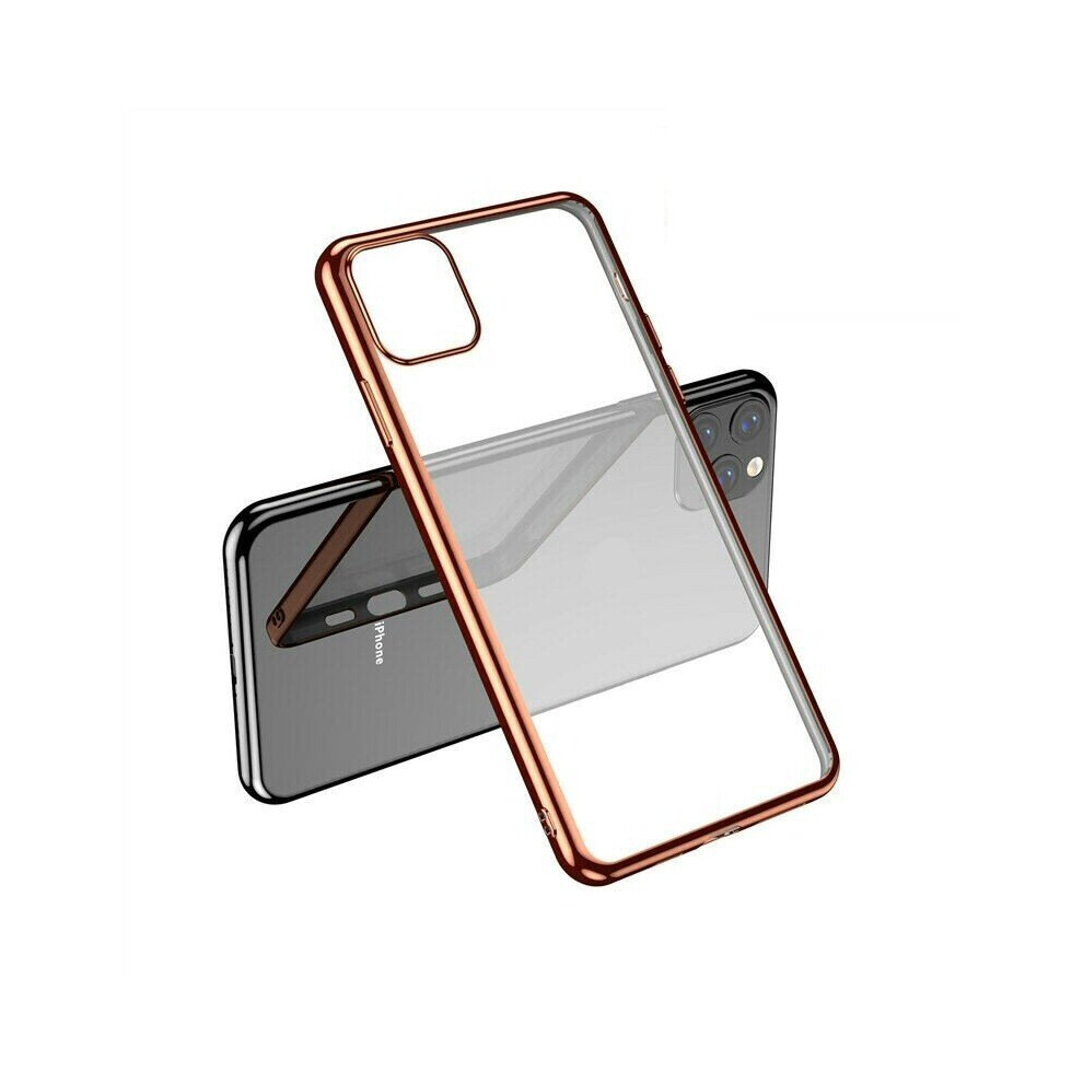 Compatible With Iphone 11 Pro Max - Clear Silicone Case With Rose Edge Gold 7437135662682