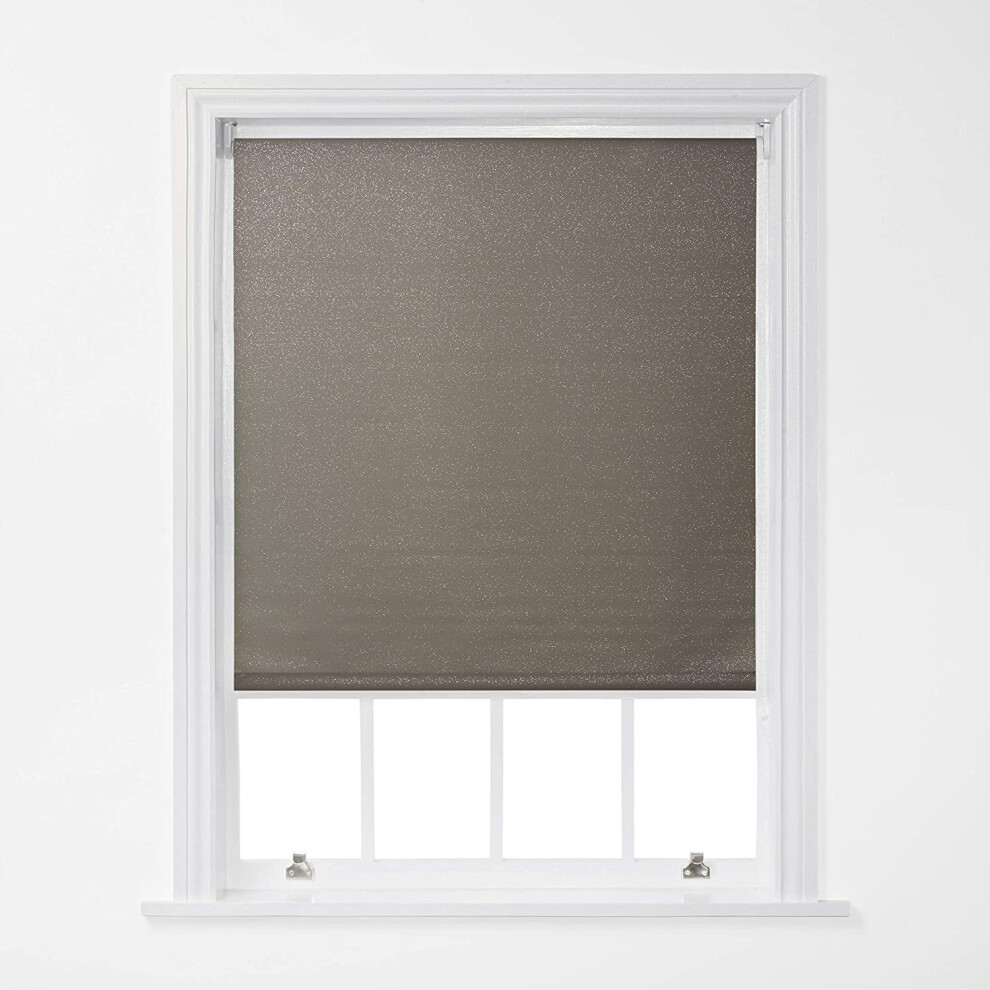 (Grey, 60cm x 170cm (23.6" x 66.9")) A.Unique Home Trimmable Glitter Sparkly Roller Window Blind in a Variety of Colours and Sizes