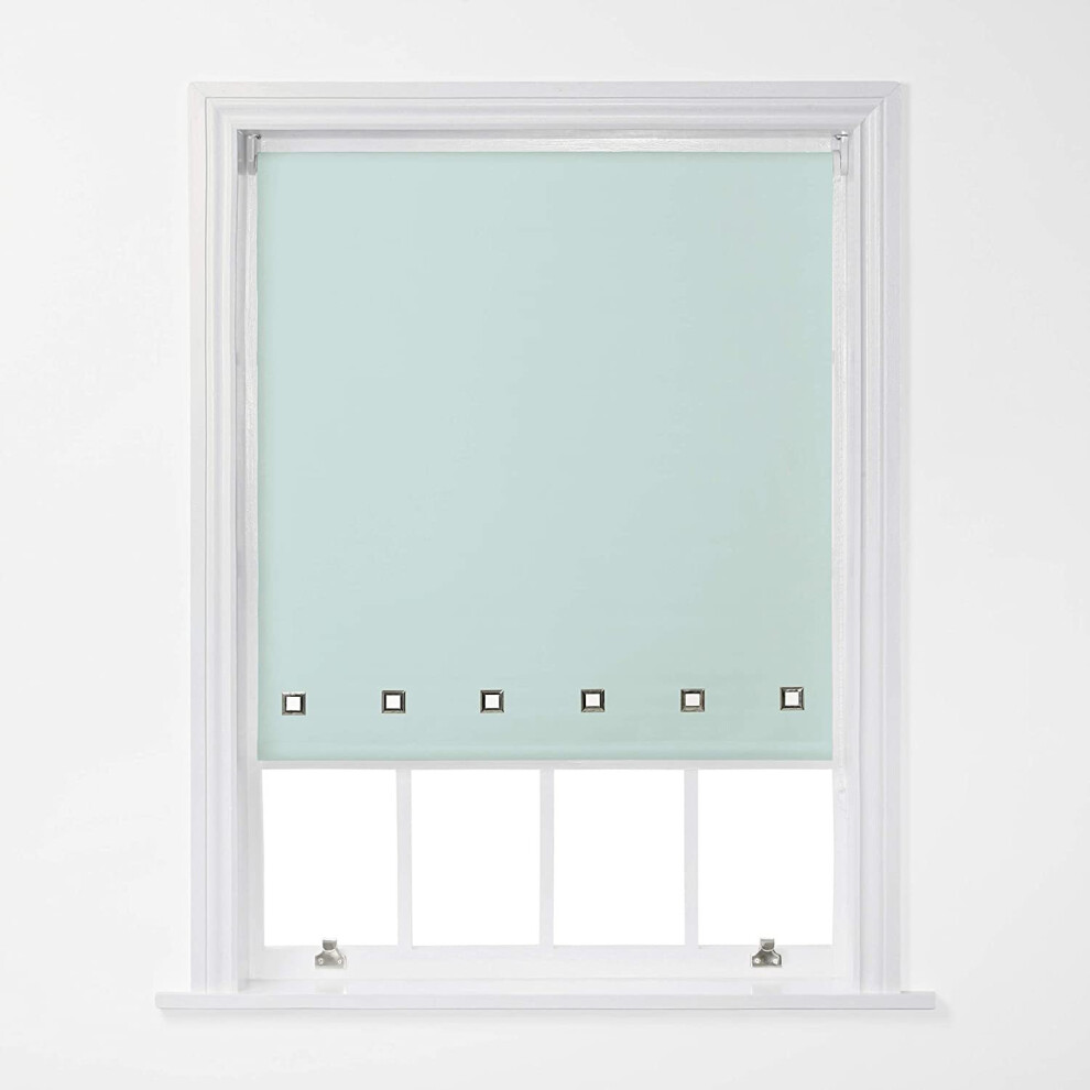 (Duck Egg, 150cm x 170cm (59" x 66.9")) A.Unique Home Trimmable Square Eyelet Roller Window Blind in a Variety of Colours and Sizes