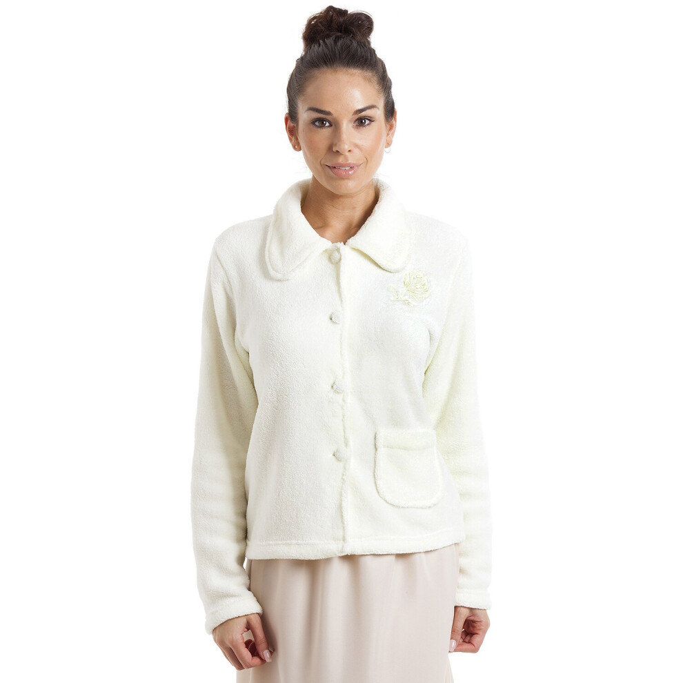 (M) Camille Womens Ivory Soft Warm Fleece Bed Jacket