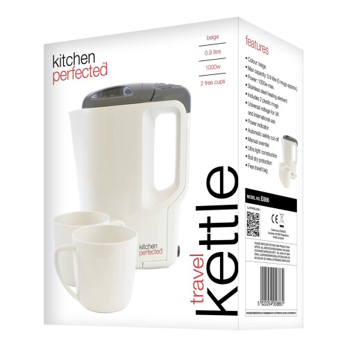 Lloytron Travel Kettle with Cups - Cream/Grey (E886) 1