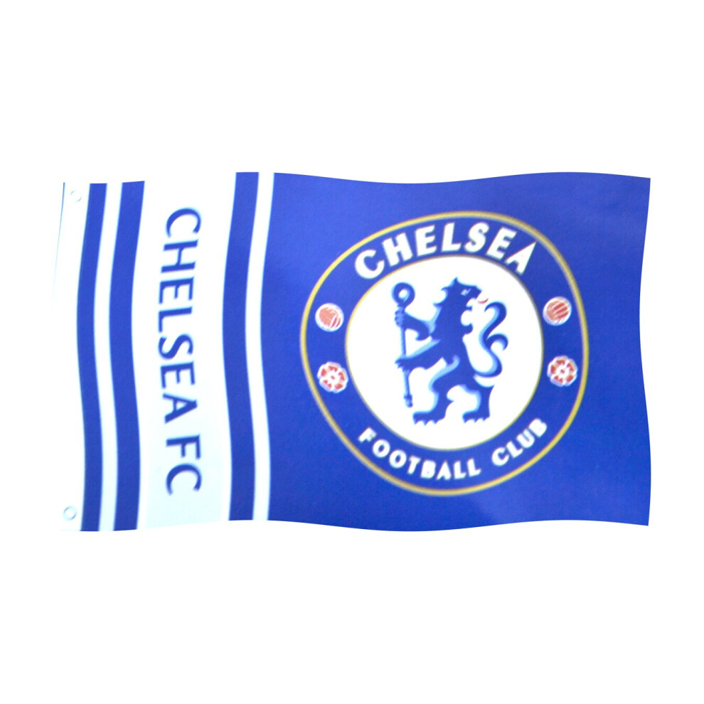 Chelsea Fc Wordmark Stripes Flag 5 X 3