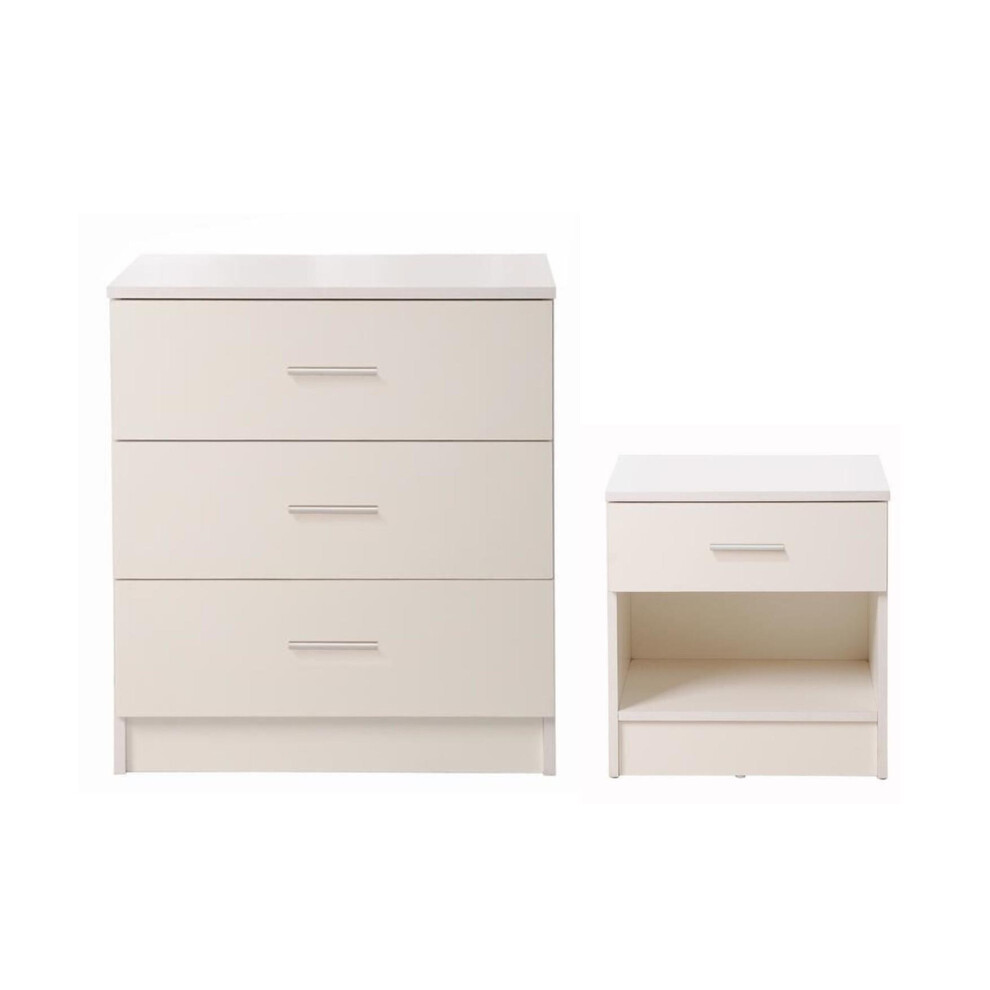 Rio Costa Duo Bedroom Furniture Set White Chest & Bedside