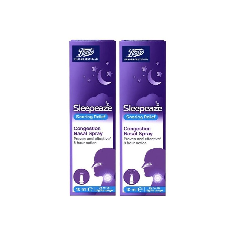 Boots Sleepeaze Snoring Relief Congestion Nasal Spray 10ml x 2