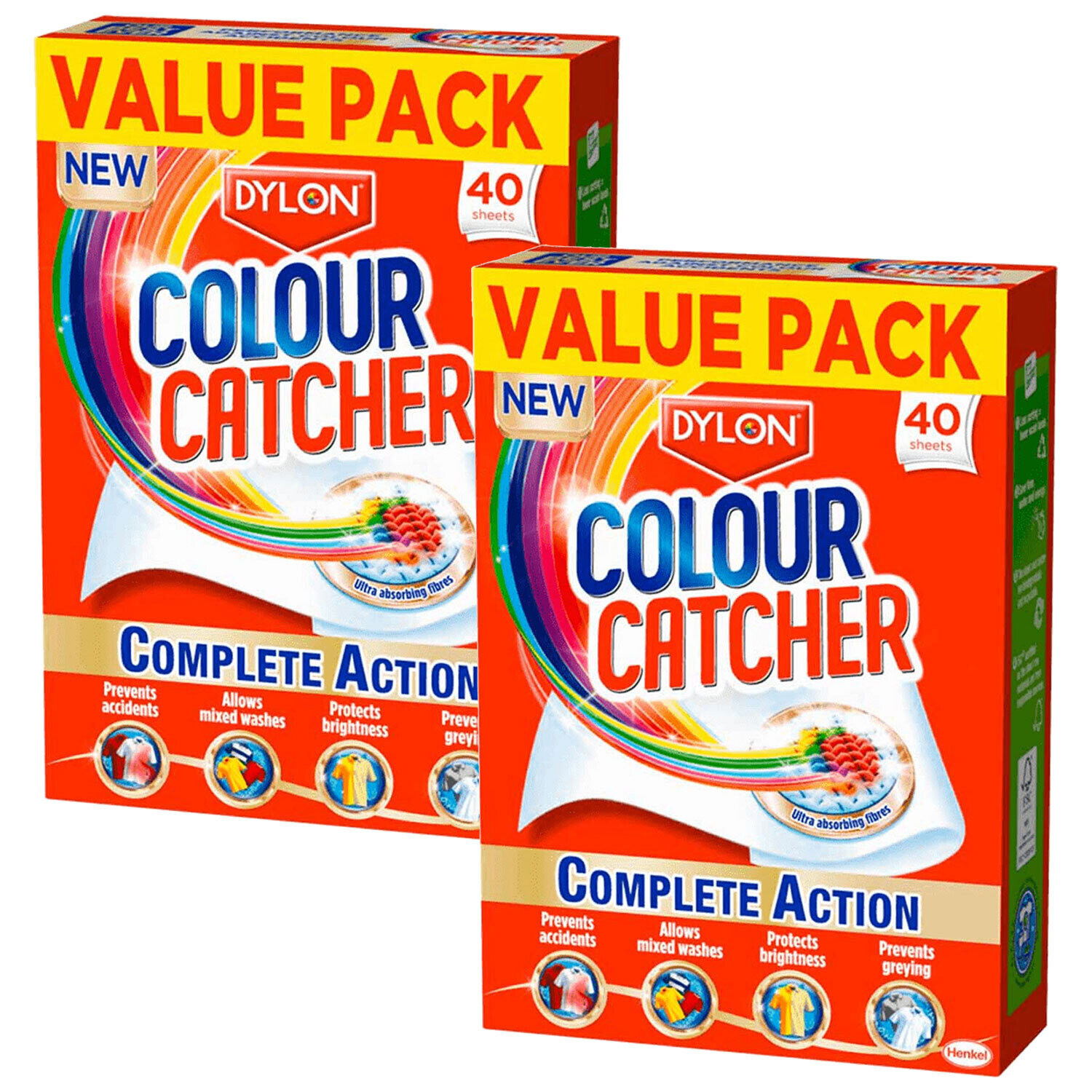 Dylon Model Dylon Colour Catcher Complete Action Laundry Sheets – 2 x 40 sheets on ...