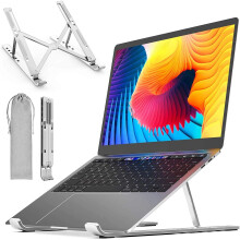 DYZI Compact Travel Portable Foldable Ventilated Adjustable Aluminium Stand Holder for Laptop, Macbook, Notebook, Cloudbook, Chromebook, iPad, Tablet