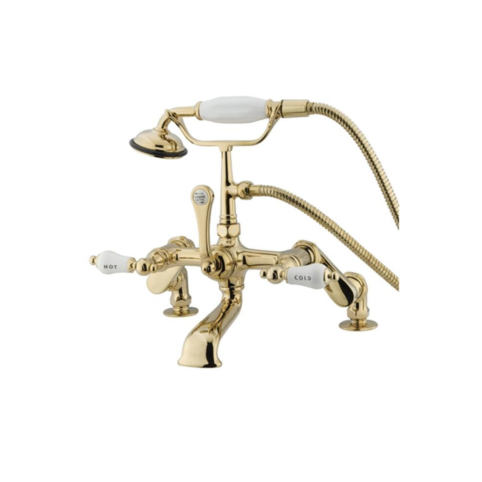 Kingston Brass Cc653t2 Clawfoot Tub Filler With Hand Shower - Polished Brass Finish 663370091179