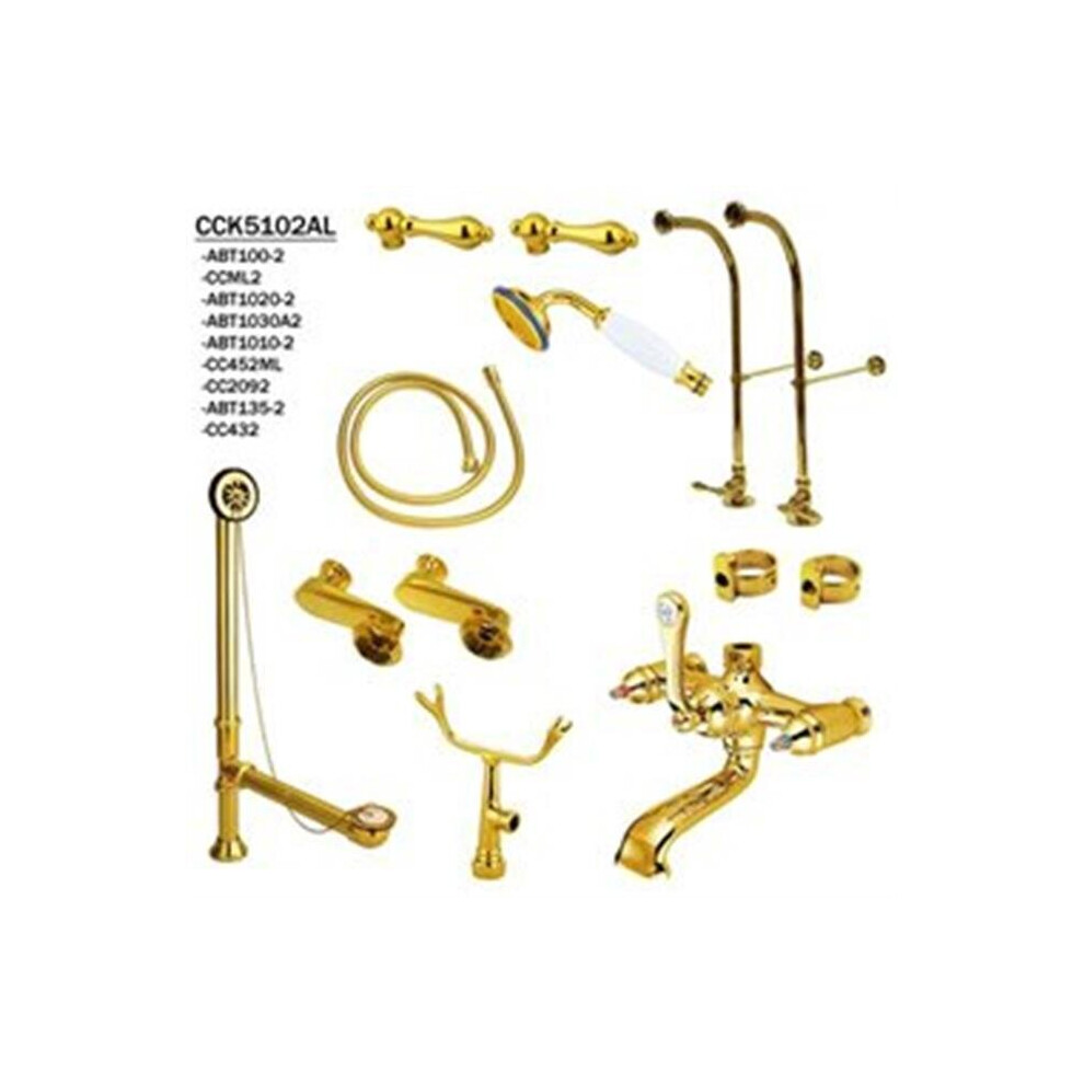 Kingston Brass Cck5102al Vintage Freestanding Clawfoot Tub Faucet Package With Metal Lever Handles In Polished Brass 663370291456