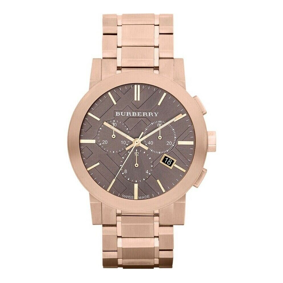 Burberry BU9353 Taupe Montre homme avec cadran chronographe plaqué or rose
