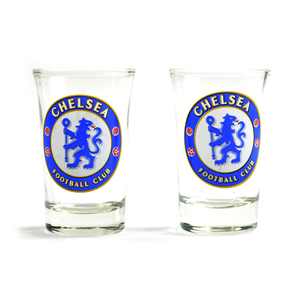 Chelsea FC Two Pack Home Word Mark Shot Glasses