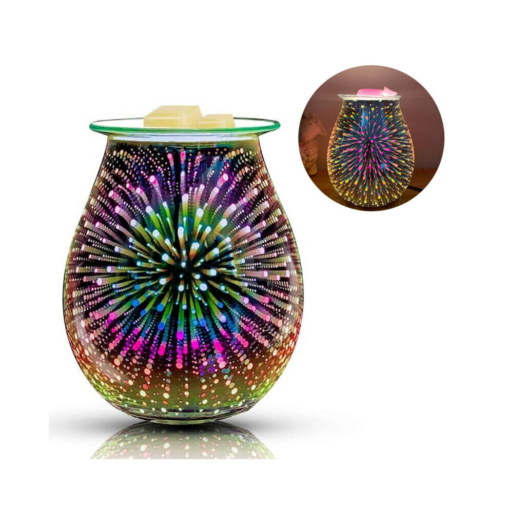 Electric Wax Melt Aroma Burner 3D Fireworks Glass Oil Diffuser Lamp Night Lights