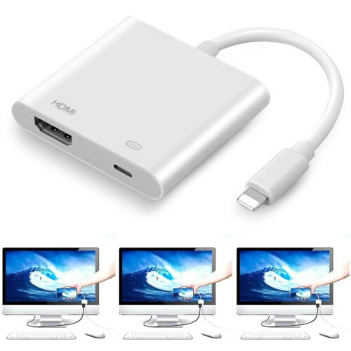 Apple iPhone iPad 5 6 7 8 Plus X Lightning to HDMI Digital AV Adapter Cable 2