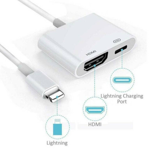 Apple iPhone iPad 5 6 7 8 Plus X Lightning to HDMI Digital AV Adapter Cable 1
