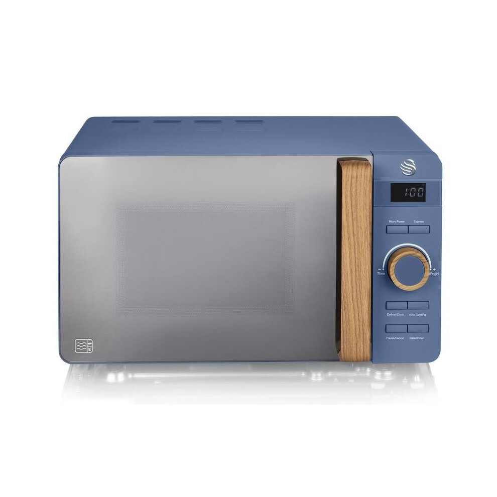 Swan 20L Nordic Digital Microwave Countertop 800W Freestanding Matt Finish Soft Touch - Blue