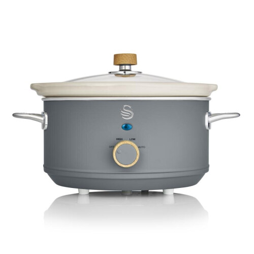 Swan Swan 3.5L Nordic Slow Cooker 200W Removable Inner Pot Low/High Settings Glass Lid - Slate Grey 1