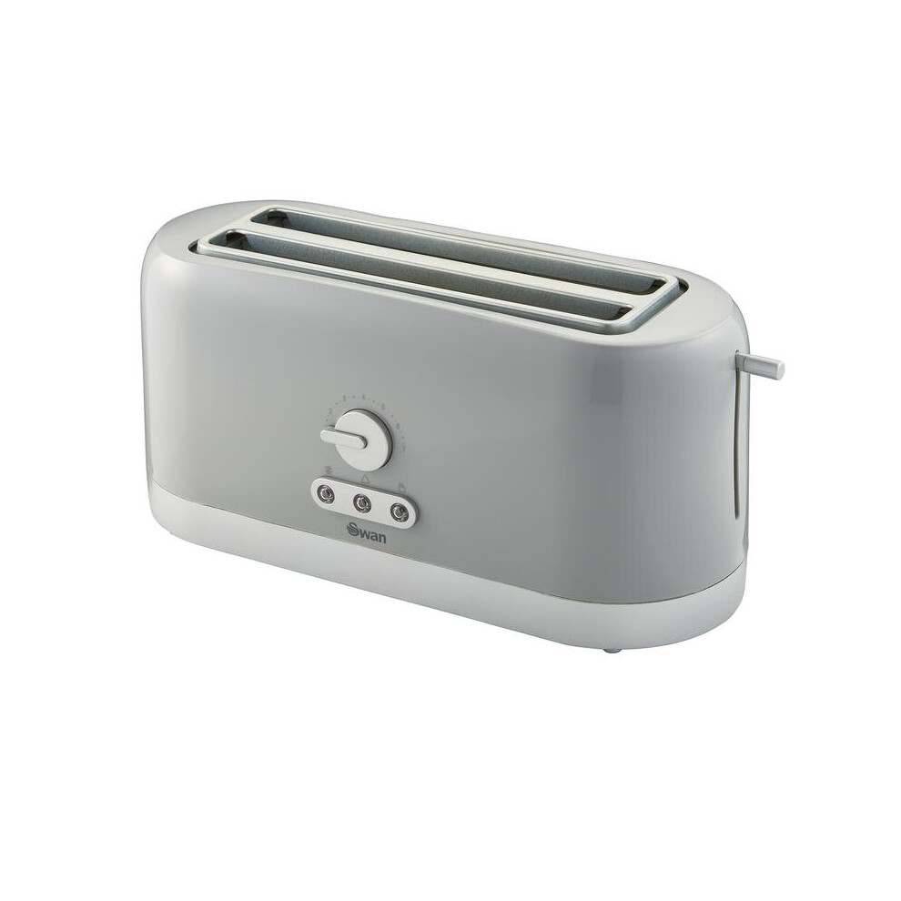 Swan 4 Slice Long Slot Toaster 1400W Variable Browning Control Reheat Defrost - Slate Grey