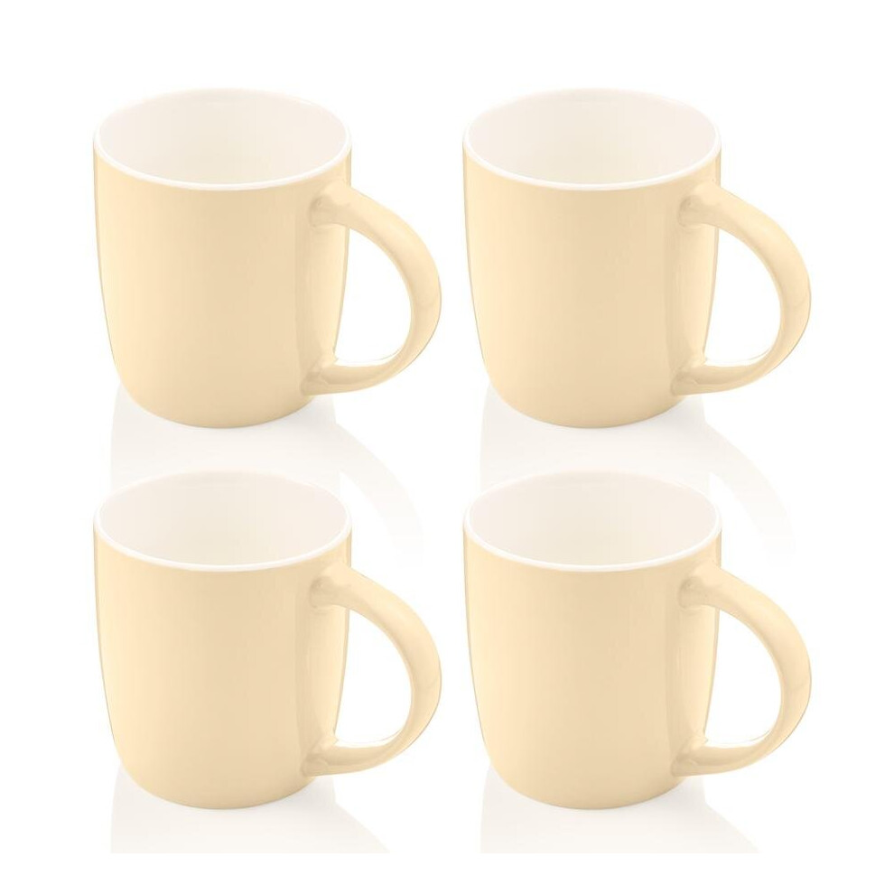 Swan Set of 4 Retro Mugs New Bone China Dishwasher Safe Gloss Finish Lightweight - Cream