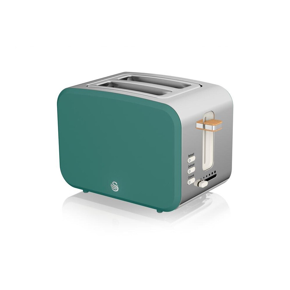 Swan 2 Slice Nordic Toaster 900W Soft Touch Housing Stainless Steel Matt Finish - Pine Green