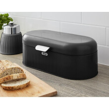 Swan Retro Bread Bin Kitchen Storage Easy Open Lid w/Chrome Plate Handle Easy Clean Generous Capacity - Black