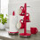 Swan Swan Retro Towel Pole and Mug Tree Set 6 Mug Capacity Non-Slip Bases Kitchen Storage Easy Clean - Red 4