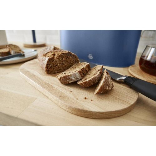 Swan Swan Nordic Oval Bread Bin w/Bamboo Cutting Board Lid Scandi Carbon Steel Soft Touch - Blue 1