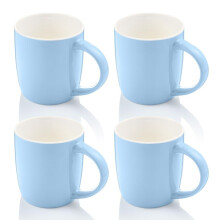 Swan Set of 4 Retro Mugs New Bone China Dishwasher Safe Gloss Finish Lightweight - Blue