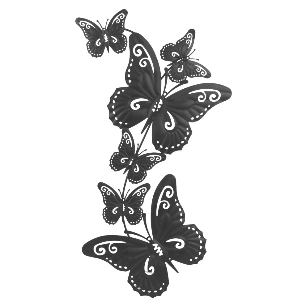 (Black, 6) Metal Butterfly Decoration Wall Art Ornament