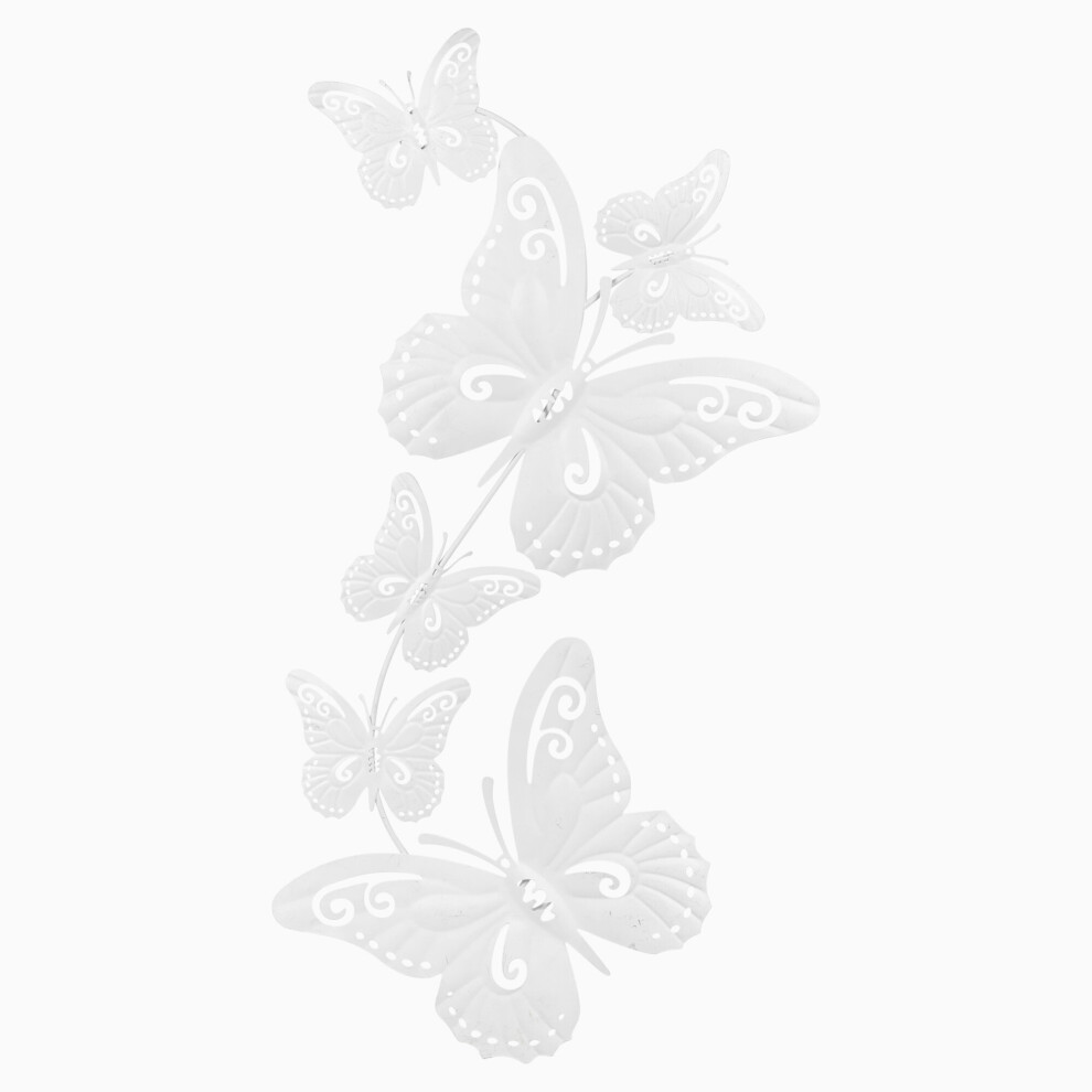 (White, 6) Metal Butterfly Decoration Wall Art Ornament