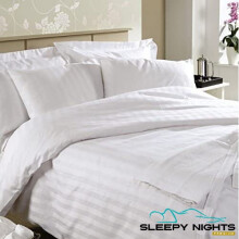 (Fitted Sheet, King) Satin Stripe Fitted or Flat Sheet Luxury 5* Hotel Quality 220 Thread