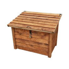(Rustic Brown) Wooden Storage Chest Outdoor Garden Tool Shed