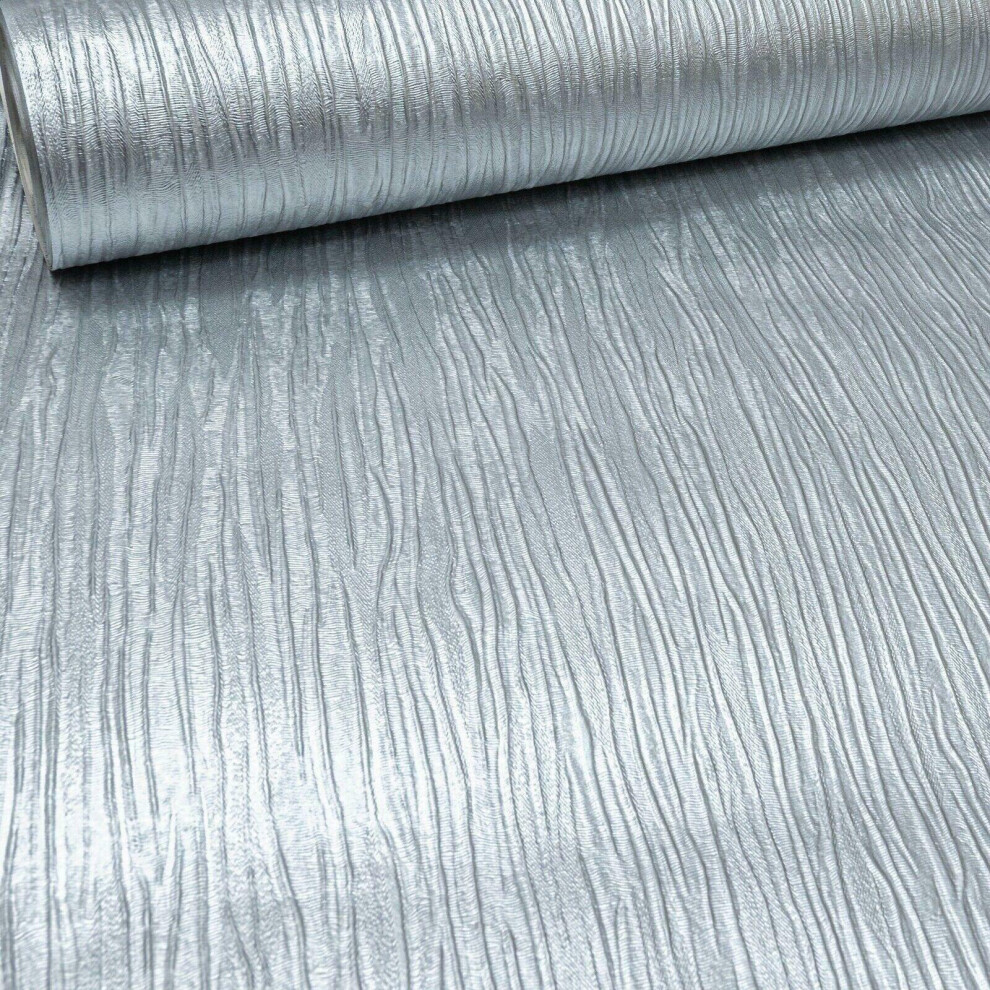 Plain Cassiel Textured Metallic Silver Shimmer Free Match Wallpaper 5060729370100